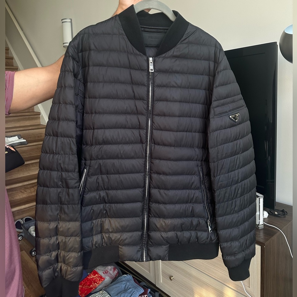 Prada Lightweight Puffer Down Bomber Jacket - Medium Size 48